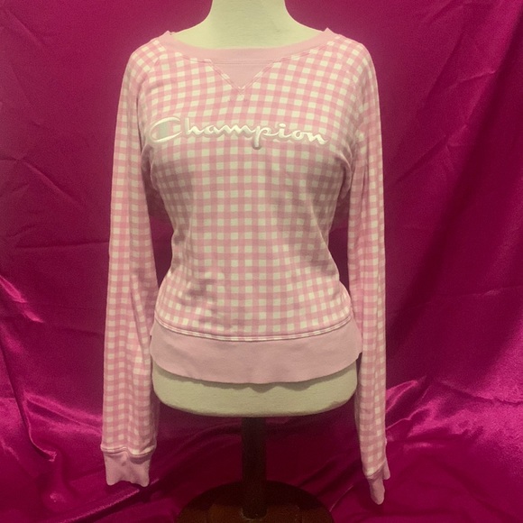CHAMPION PINK PLAID SWEATSHIRT - Picture 2 of 4